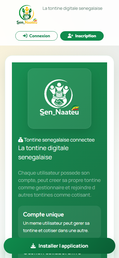 Capture mobile de la page de connexion Sen Naateu